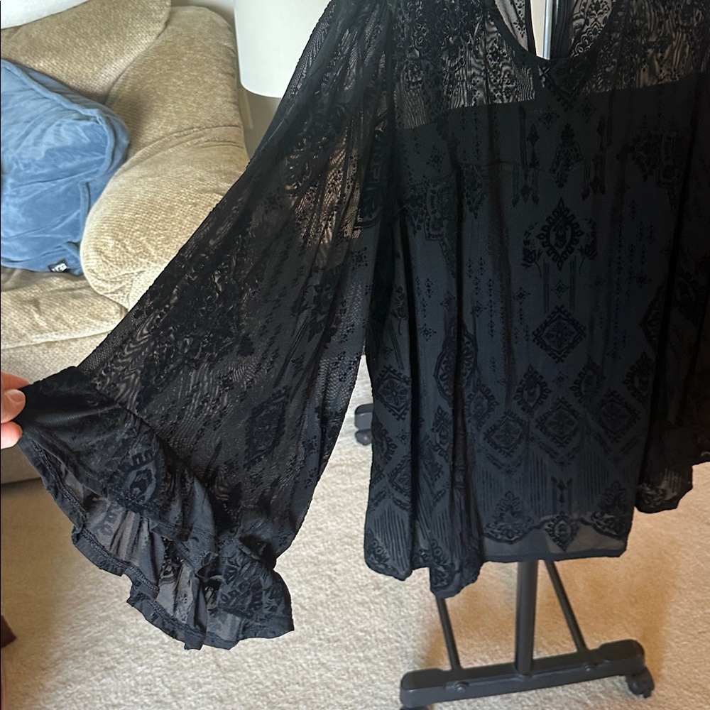 Torrid Black Sheer Lace Top - Picture 2 of 6